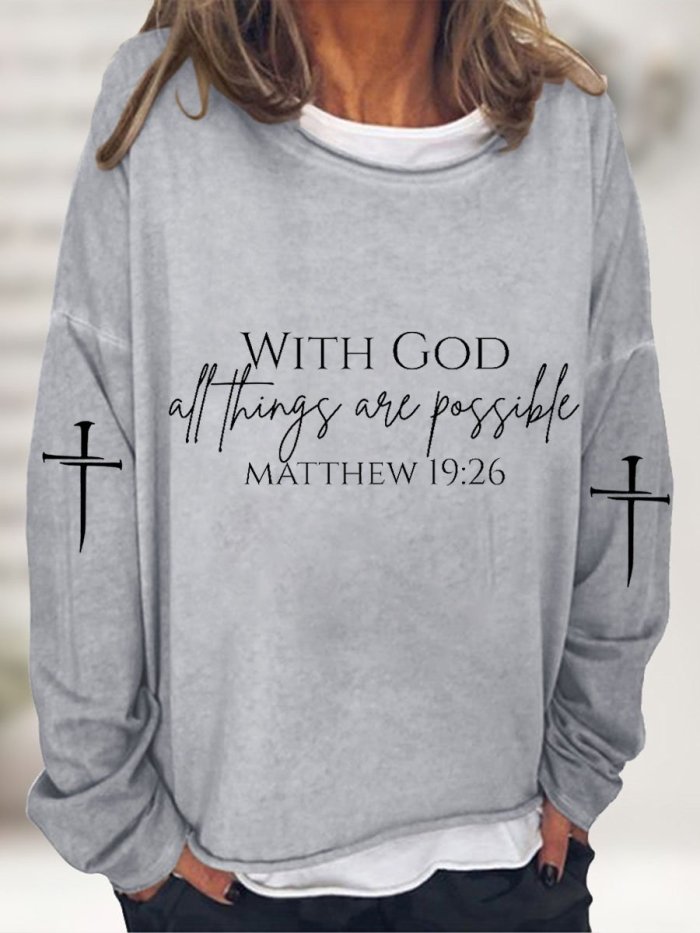 Women's Faith With God All Things Are Possible Matthew 19:26 Print Top