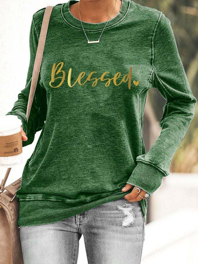 Womens Faith Gold 'Blessed' Print Sweatshirt