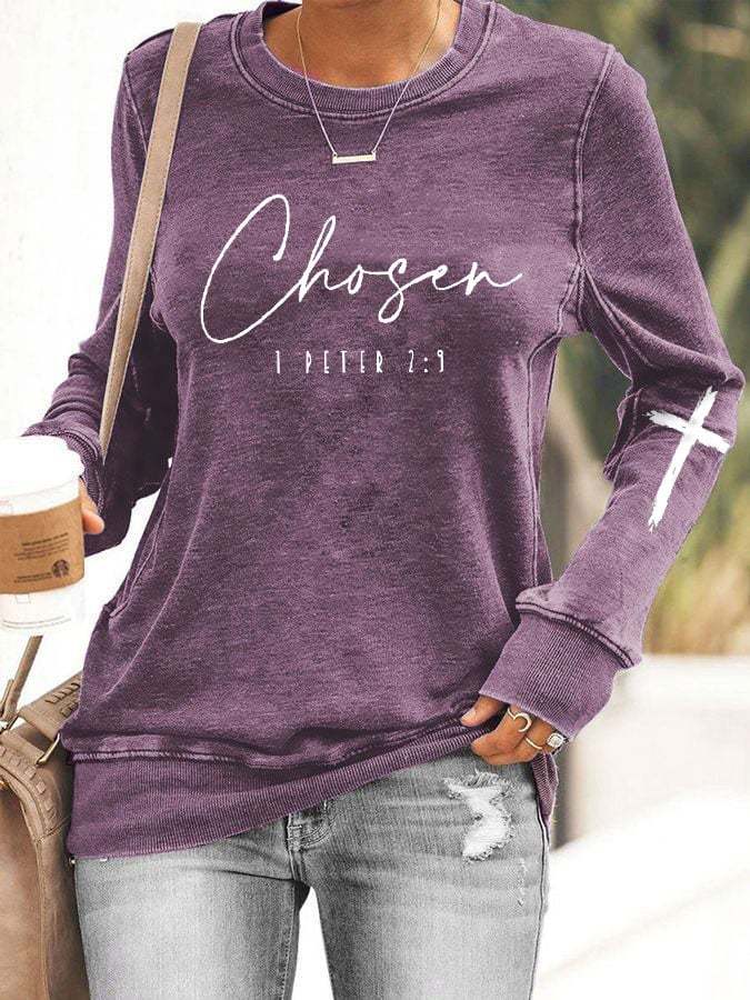Women's Christian Chosen 1 Peter 2:9 Print Sweatshirt