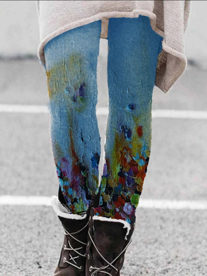 UR Color Oil Painting Thermal Leggings