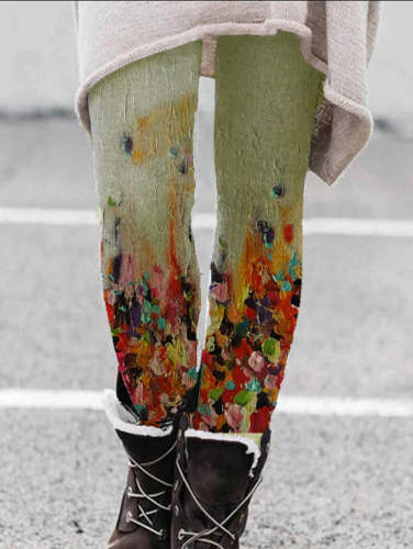 UR Color Oil Painting Thermal Leggings