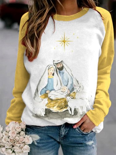 Women's Nativity Christmas Print Sweatshirt