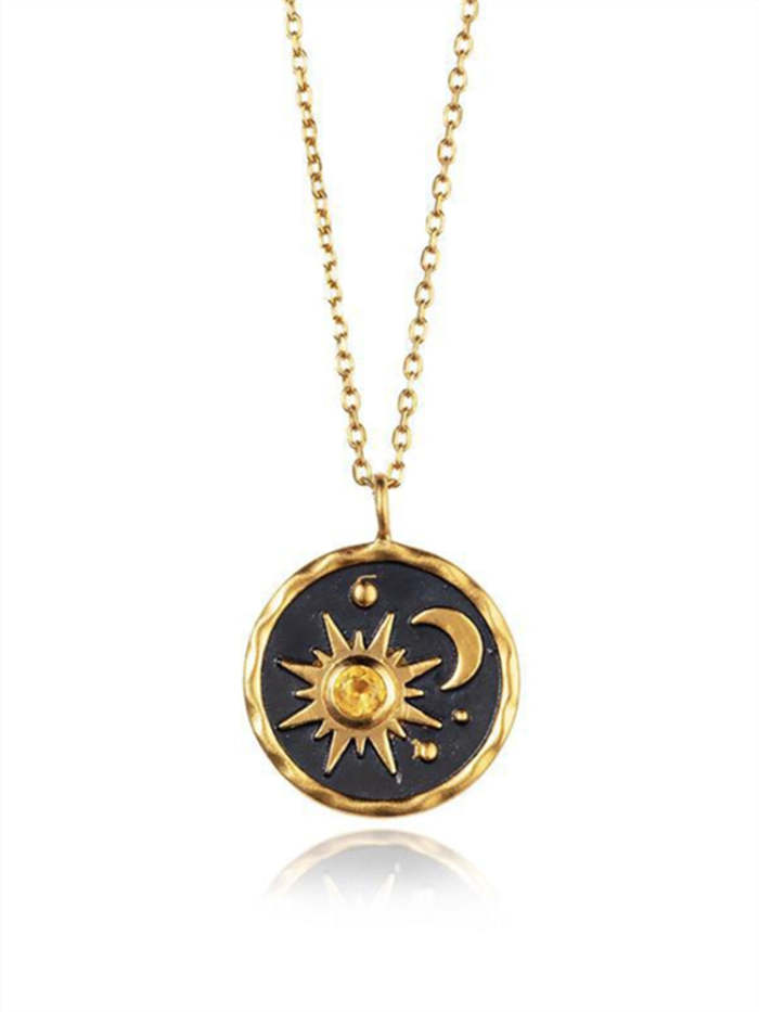 Wisherryy Sun & Moon Carved Mistery Necklace