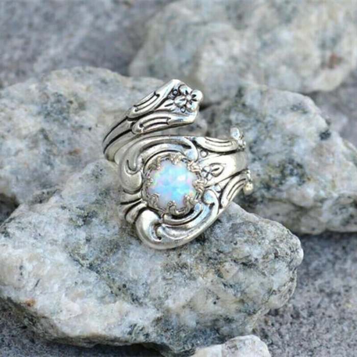 Last Day 75% OFFWhite Opal Spoon Adjustable Ring
