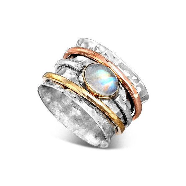 Chunky Moonstone Meditation Silver Ring