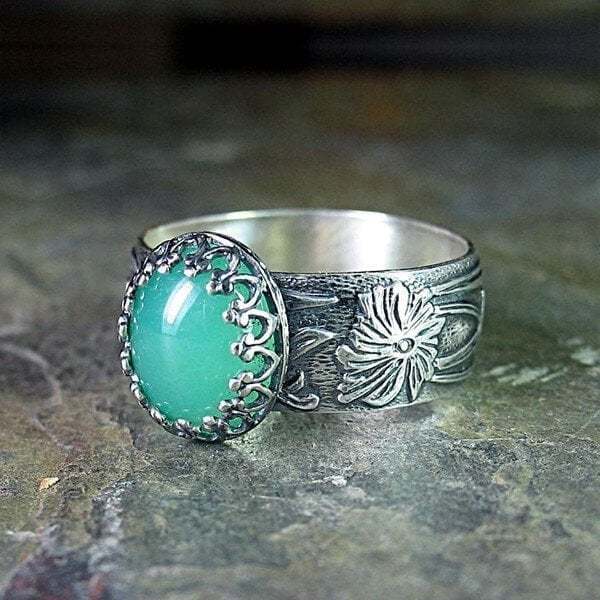 Last Day 75% OFFCarved Flower Emerald Ring