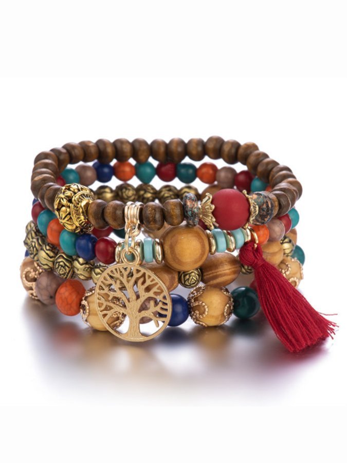 Women's Bohemian Multilayer Wood Bead Bracelet