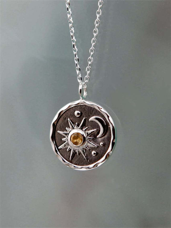 Wisherryy Sun & Moon Carved Mistery Necklace