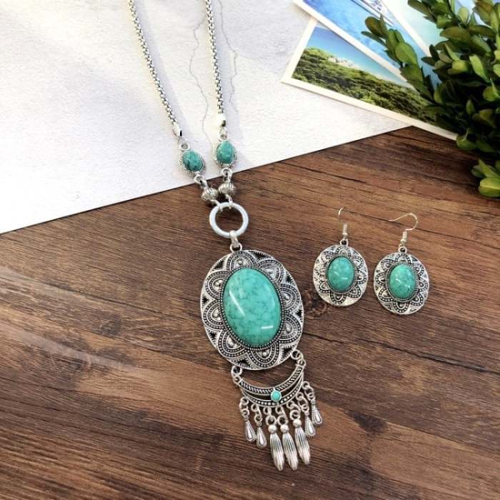 Last Day 75% OFFTassel sweater turquoise necklace