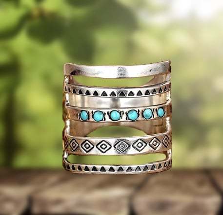 Last Day 75% OFFBohemian Openwork Carved Turquoise Ring