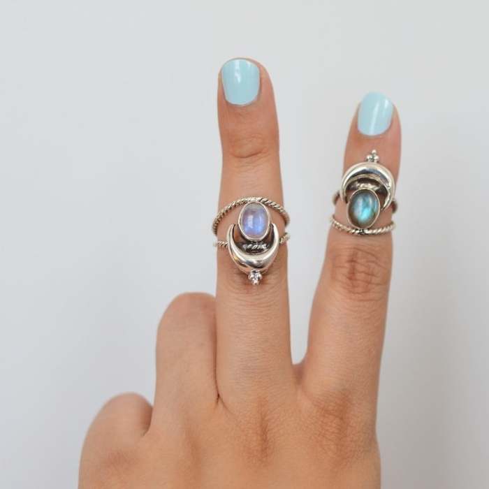 Last Day 75% OFFOval Rainbow Moonstone Moon Phase Ring