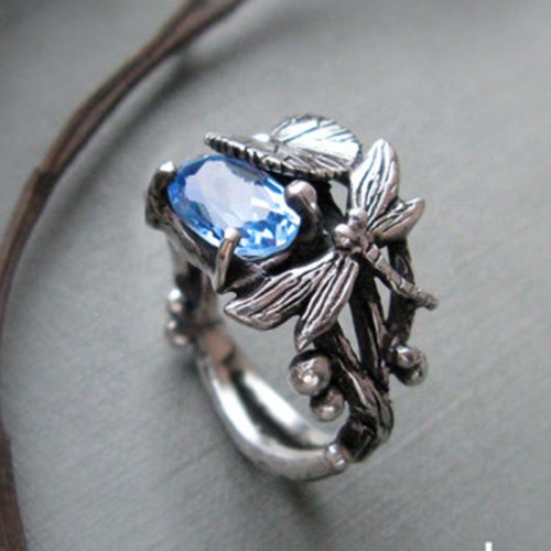 Last Day Promotion 75% OFFDragonfly Lotus Inlaid Gemstone Ring