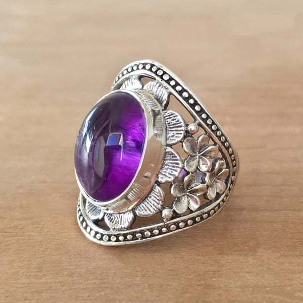 Last Day 75% OFFPurple Gemstone Flower Ring