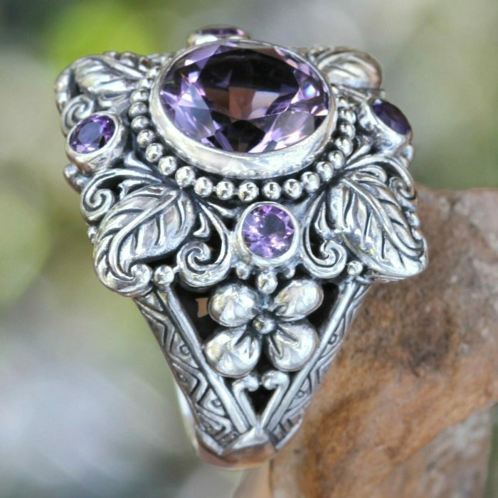 Last Day 75% OFFMeditation Amethyst Crystal Flower Ring