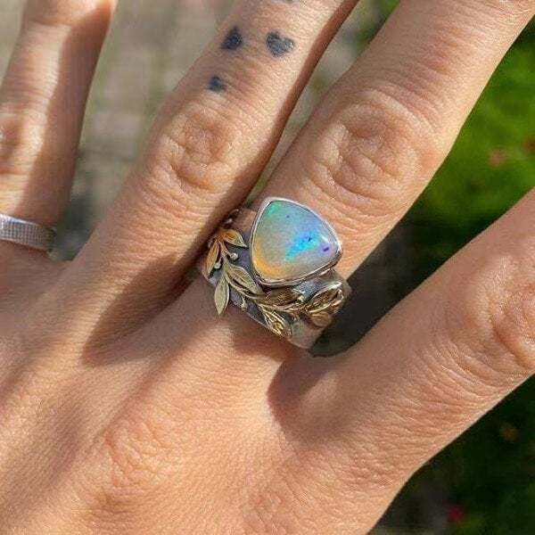 Last Day 75% OFFLeaf Geometric Opal Ring