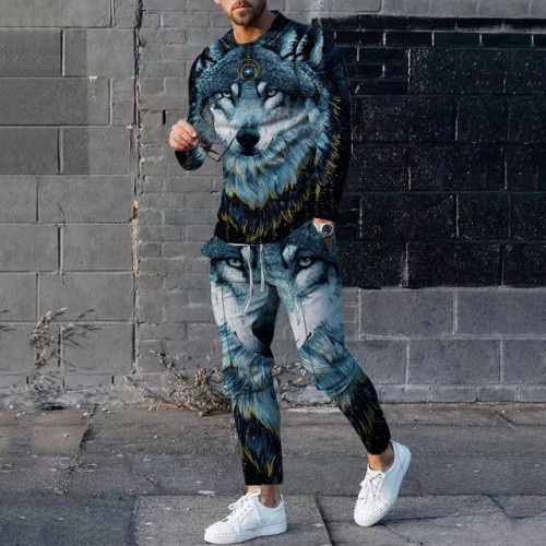 Men's Printed Long Sleeve and Pants Set