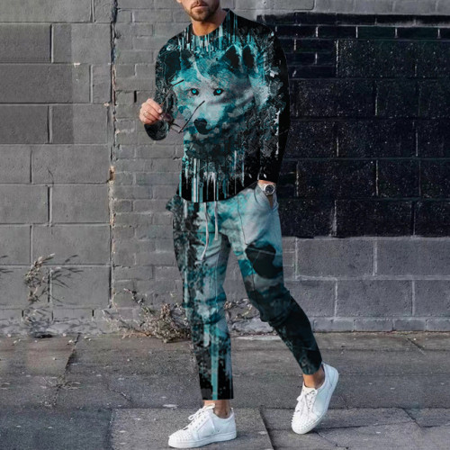 Men's Printed Long Sleeve and Pants Set