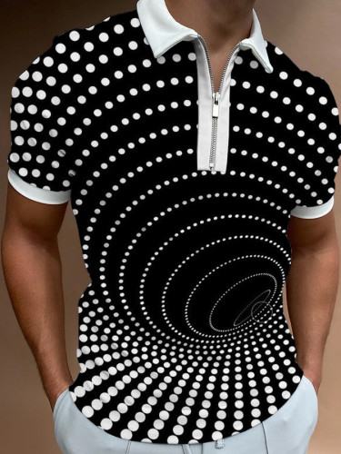 Abstract Graphic Print Short Sleeve Polo Shirt
