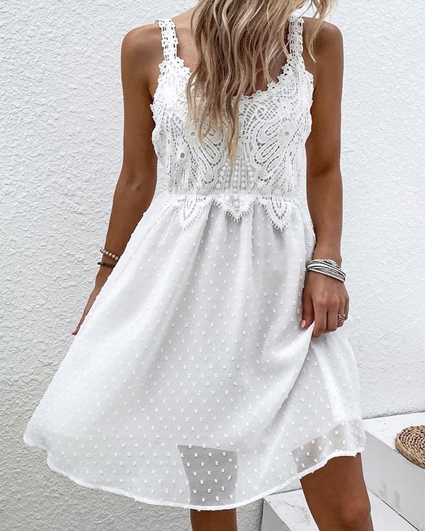 Sexy Polka Dot Lace Sling Mini Dress