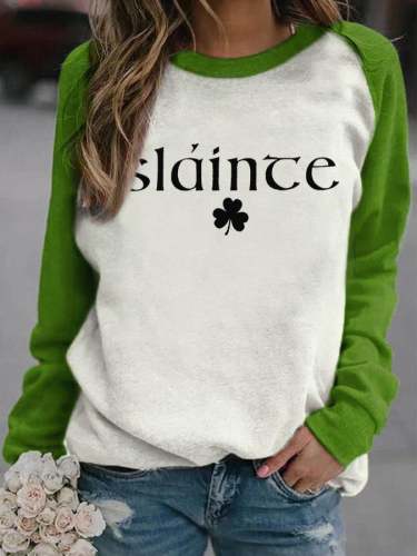 Women's Slainte St. Patrick's Day Print Casual Sweatshirt