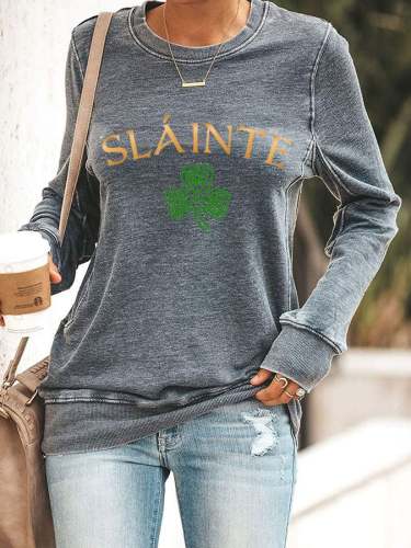 Women's Slainte St. Patrick's Day Print Sweatshirt