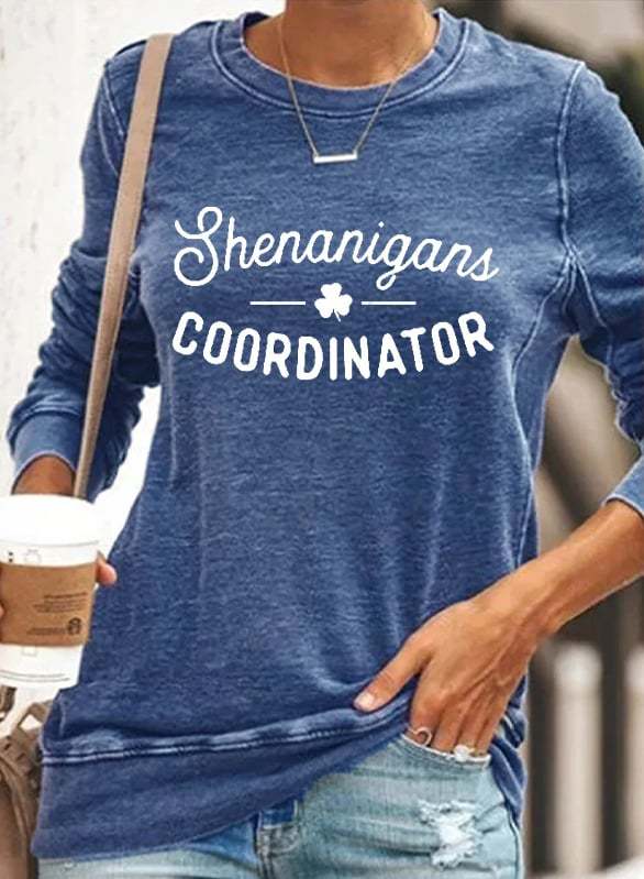 Women's Shenanigans Coordinator St. Patrick's Day Casual Long Sleeve Crewneck Sweatshirt