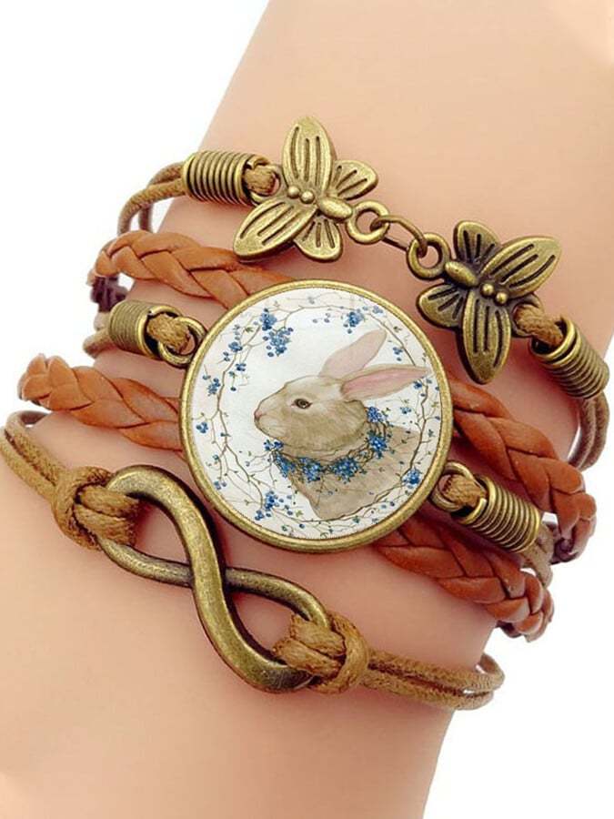 Women's Easter Bunny Vintage Butterfly Bracelet