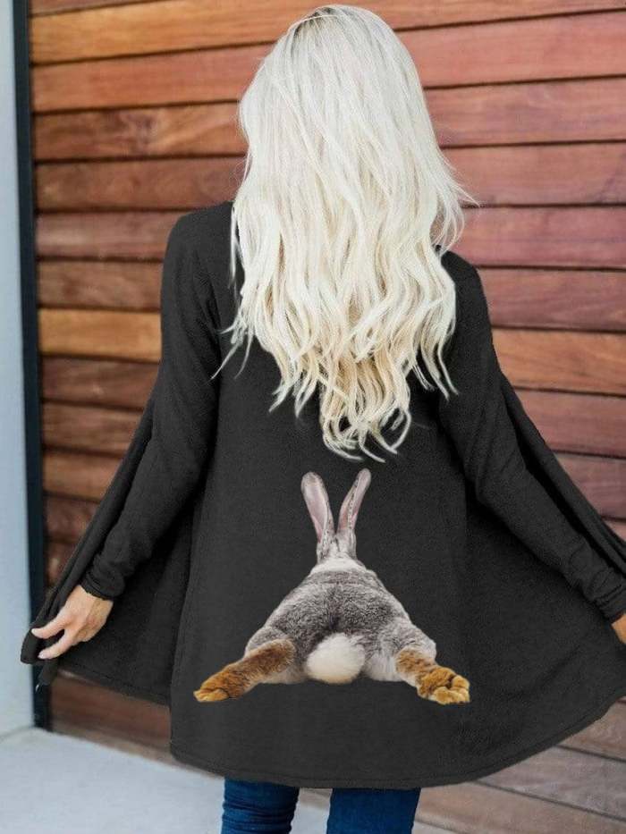 Women's Easter Bunny Print Casual Cardigan