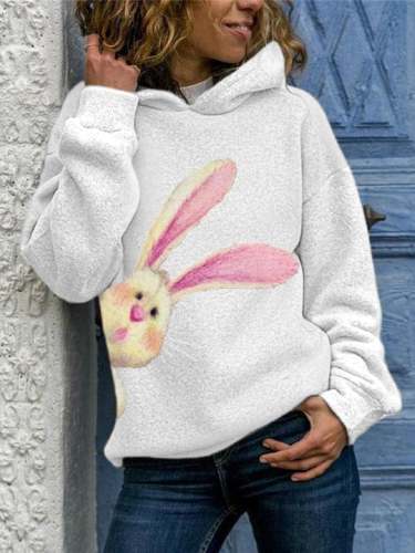 Women's Easter Cute Bunny Print Hoodie