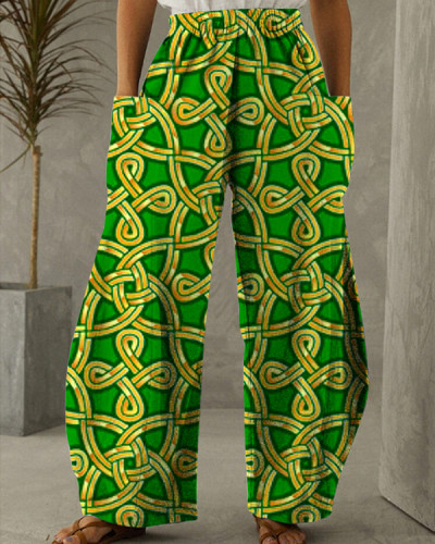 St. Patrick's Day Printed Loose Pants