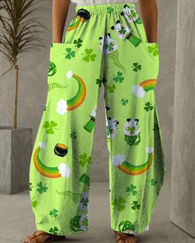 St. Patrick's Day Printed Loose Pants