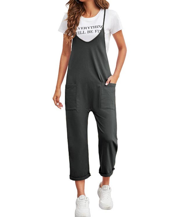 Casual Loose Solid Color Jumpsuit