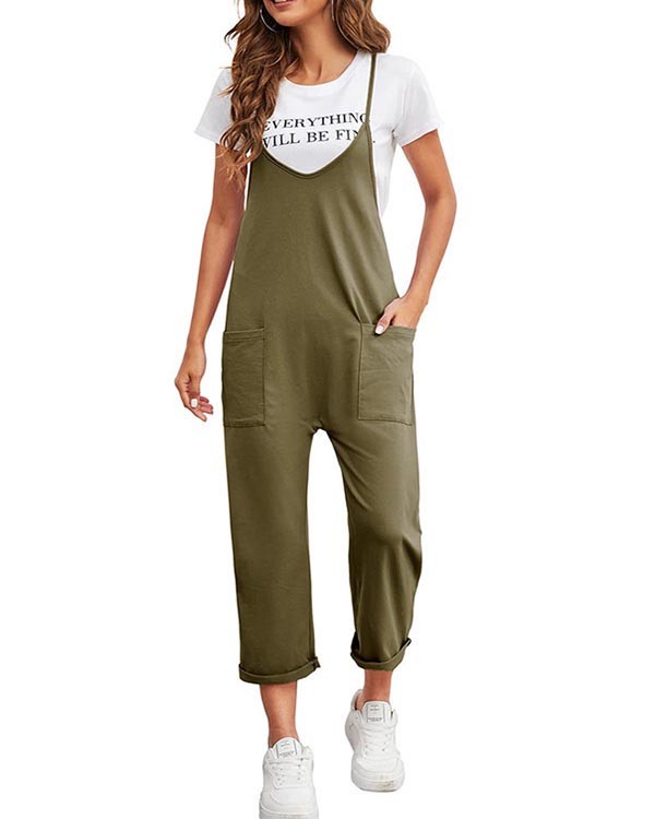 Casual Loose Solid Color Jumpsuit