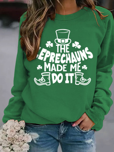 Women's St Patricks Day Shenanigans Round Neck Long Sleeve Sweatshirt