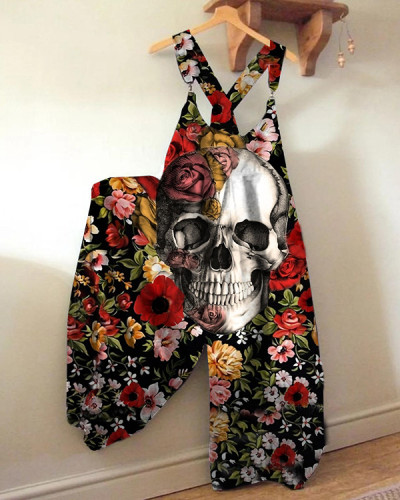 Women's Floral Skull Print Jumpsuit
