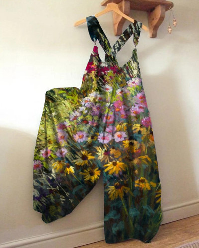 Floral Print Loose Jumpsuit