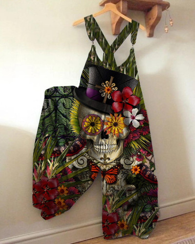 Women's Floral Skull Print Jumpsuit