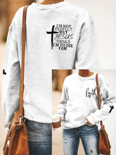 Women's Faith Cross Reversible Print Sweatshirt