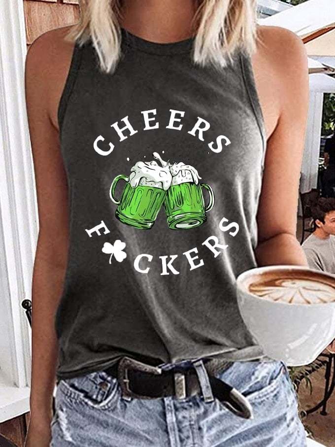 Women's St. Patrick's Cheers F*uckers Clover Printed Tank Top