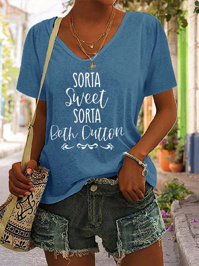 Women's Sorta Sweet Sorta Beth Dutton Print Casual T-Shirt