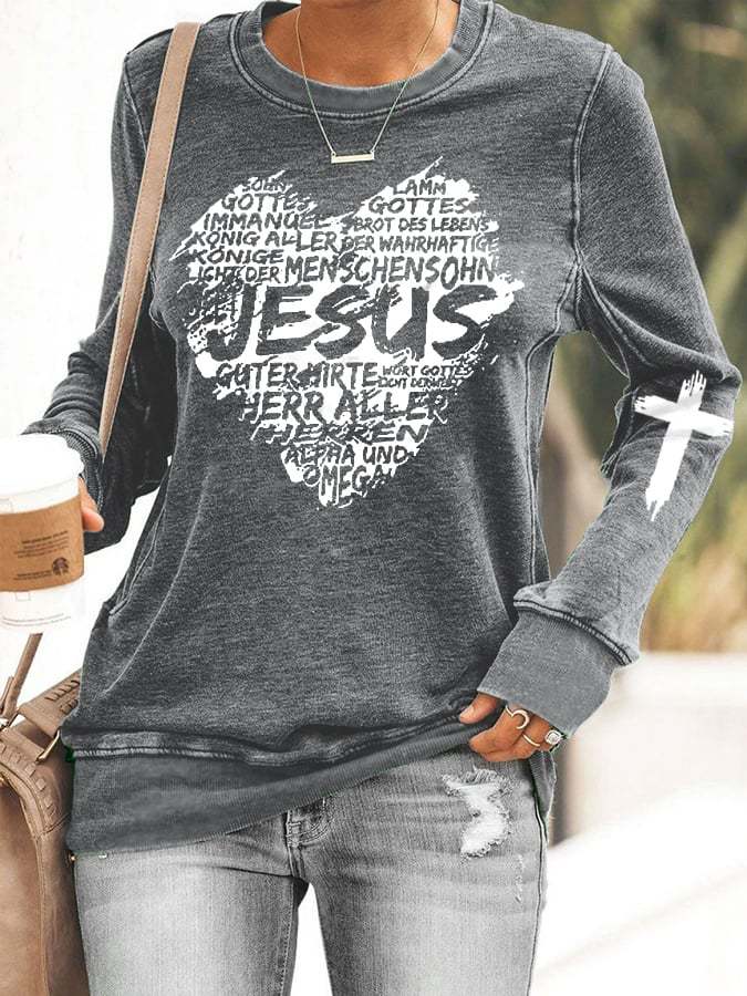 Women's Jesus Faith Graphic Casual Sweatshirt