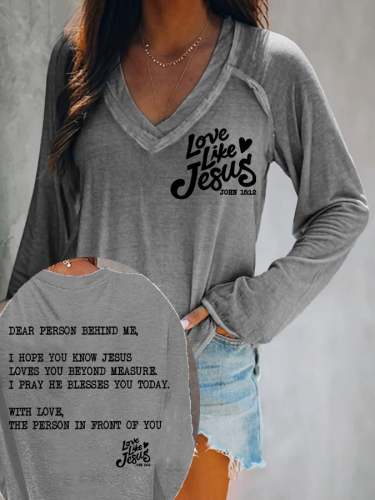 Women's Love Like Jesus Print Casual T-Shirt