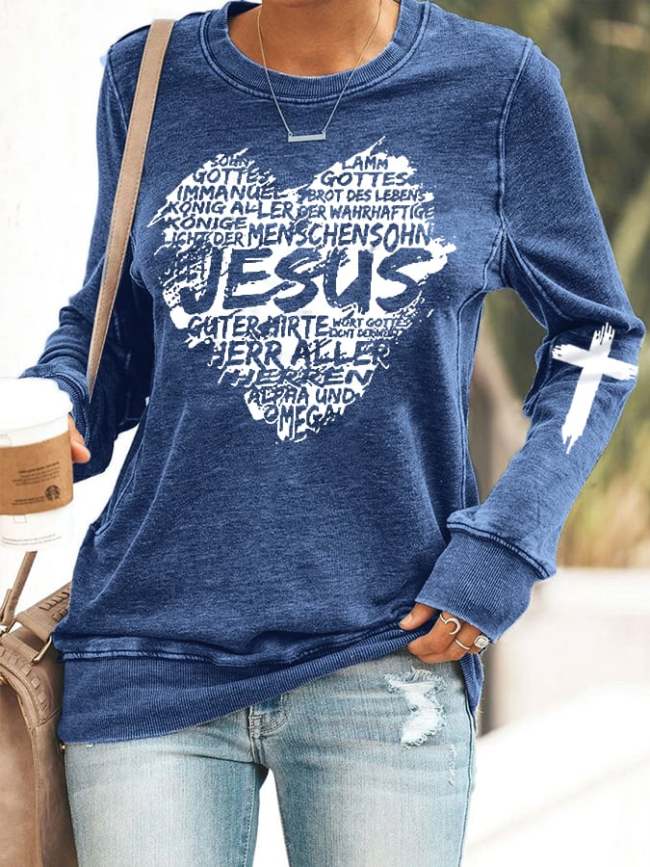 Women's Jesus Faith Graphic Casual Sweatshirt