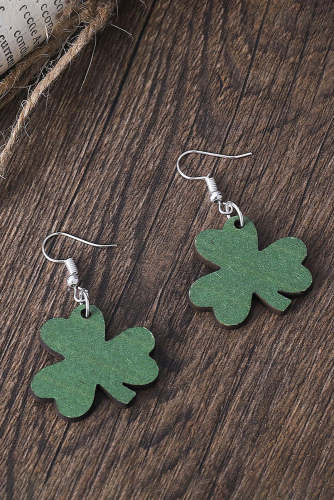 Green Clover St. Patrick's Day Wooden Earrings