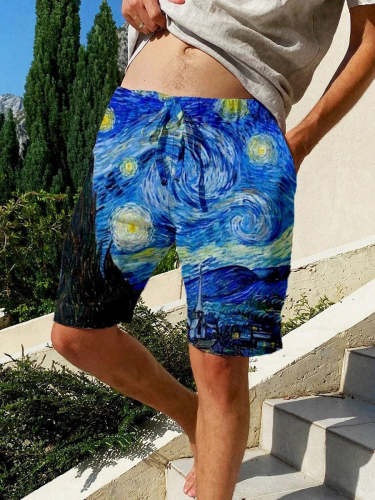 Men's Watercolor Art Leisure Beach Shorts