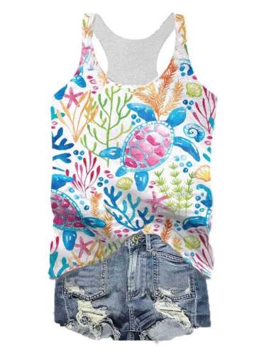 Turtle Crew Neck Print Camisole