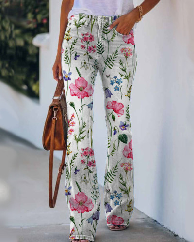 Women's  Floral Casual Pants