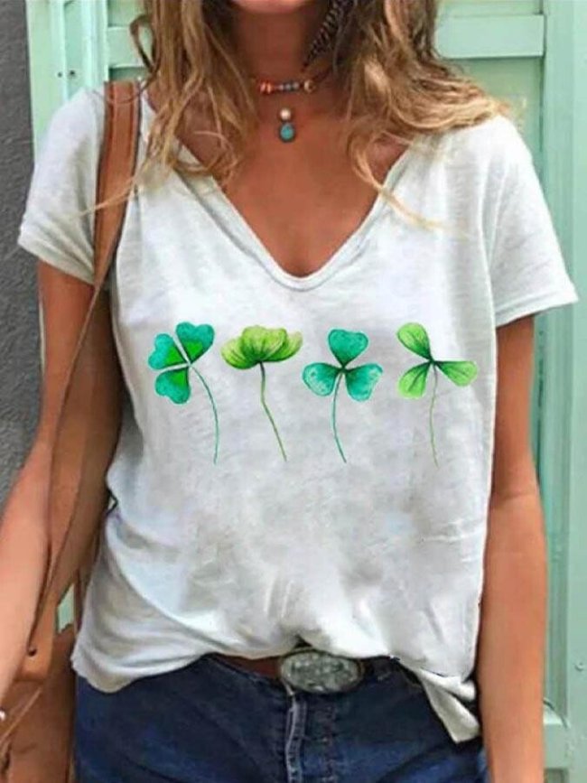 Women's St. Parker's Day Shamrock V-Neck T-Shirt