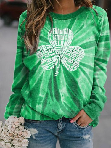 Women's St. Patrick's Day Print Crew Neck Sweatshirt