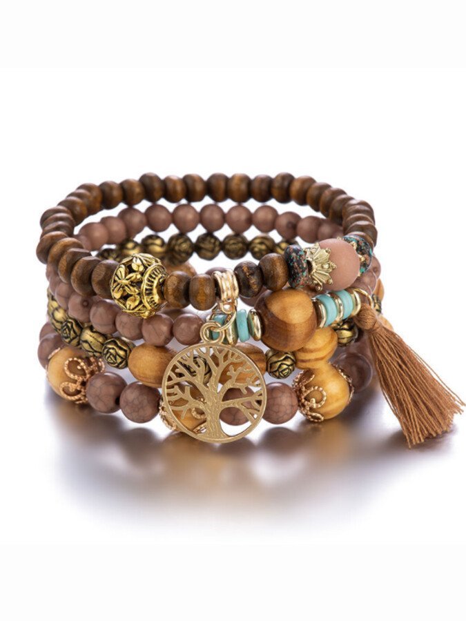 Women's Bohemian Multilayer Wood Bead Bracelet